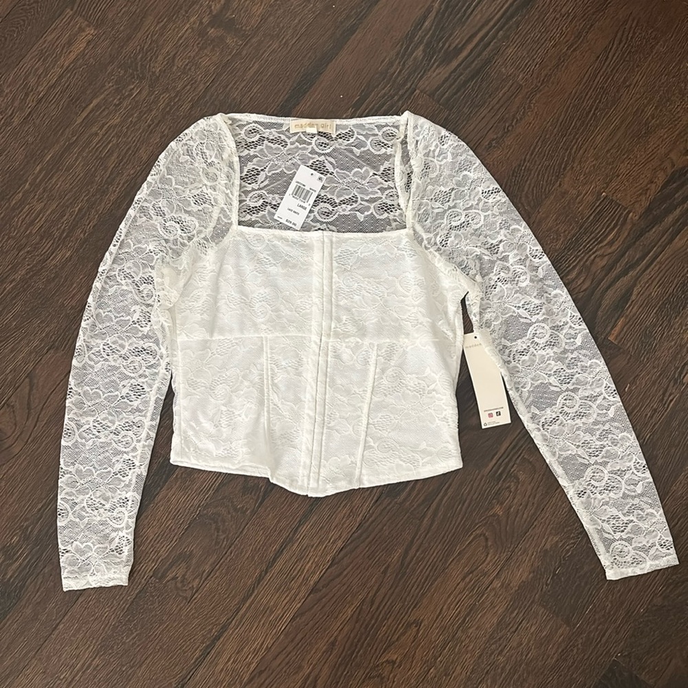 White long sleeve lace top. New never worn